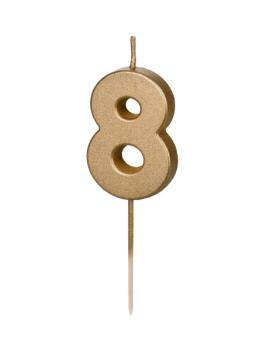 Gold Birthday Party Candle Number nº8 PartyDeco