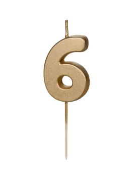 Gold Birthday Party Candle Number nº6 PartyDeco