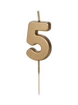 Gold Birthday Party Candle Number nº5 PartyDeco