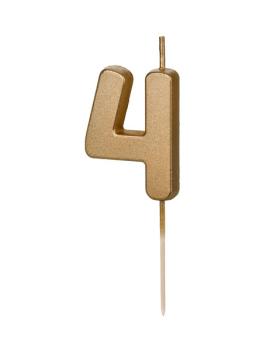 Gold Birthday Party Candle Number nº4 PartyDeco