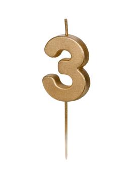 Gold Birthday Party Candle Number nº3