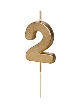 Gold Birthday Party Candle Number nº2