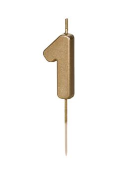 Gold Birthday Party Candle Number nº1 PartyDeco