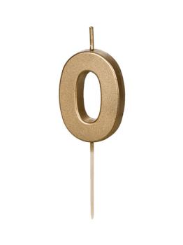 Gold Birthday Party Candle Number nº0 PartyDeco