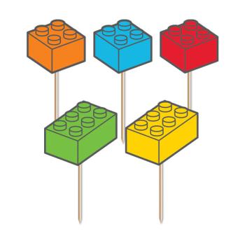 Building Blocks Cupcake Toppers Anniversary House