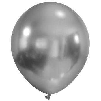 5 Balões 45cm Cromado - Prata Light