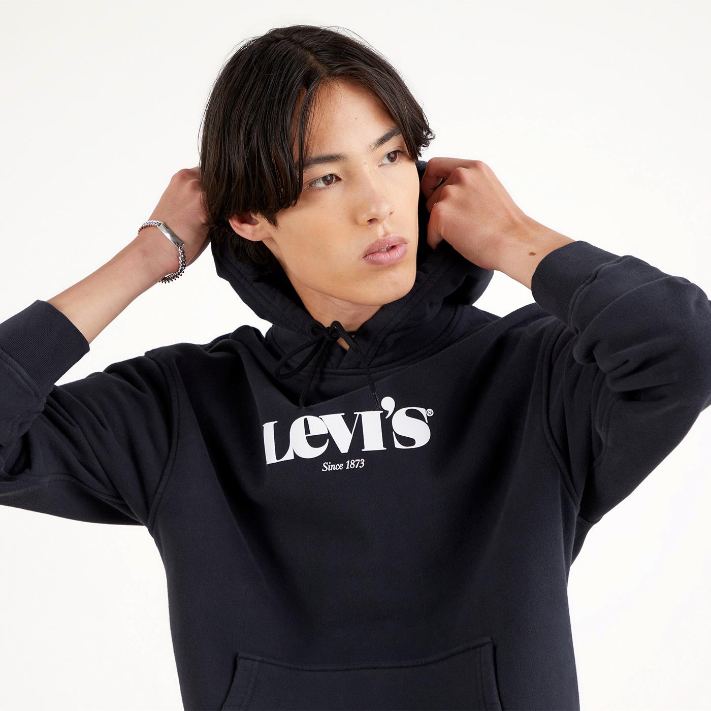 Sweater Levis Relaxed Graphic MV Logo Hoodie Black for Man | 384790039 |  