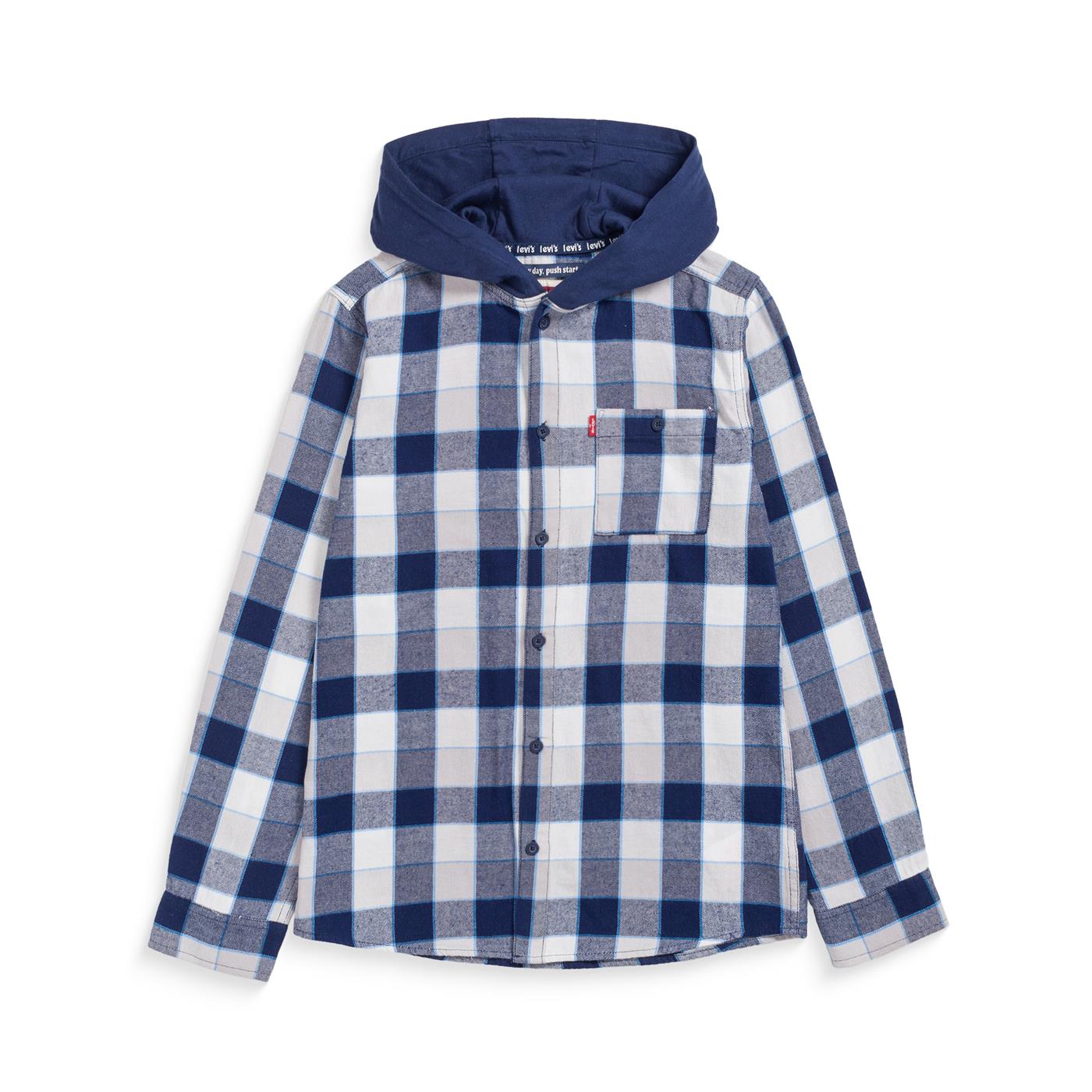 Flannel Hooded Button Up Shir