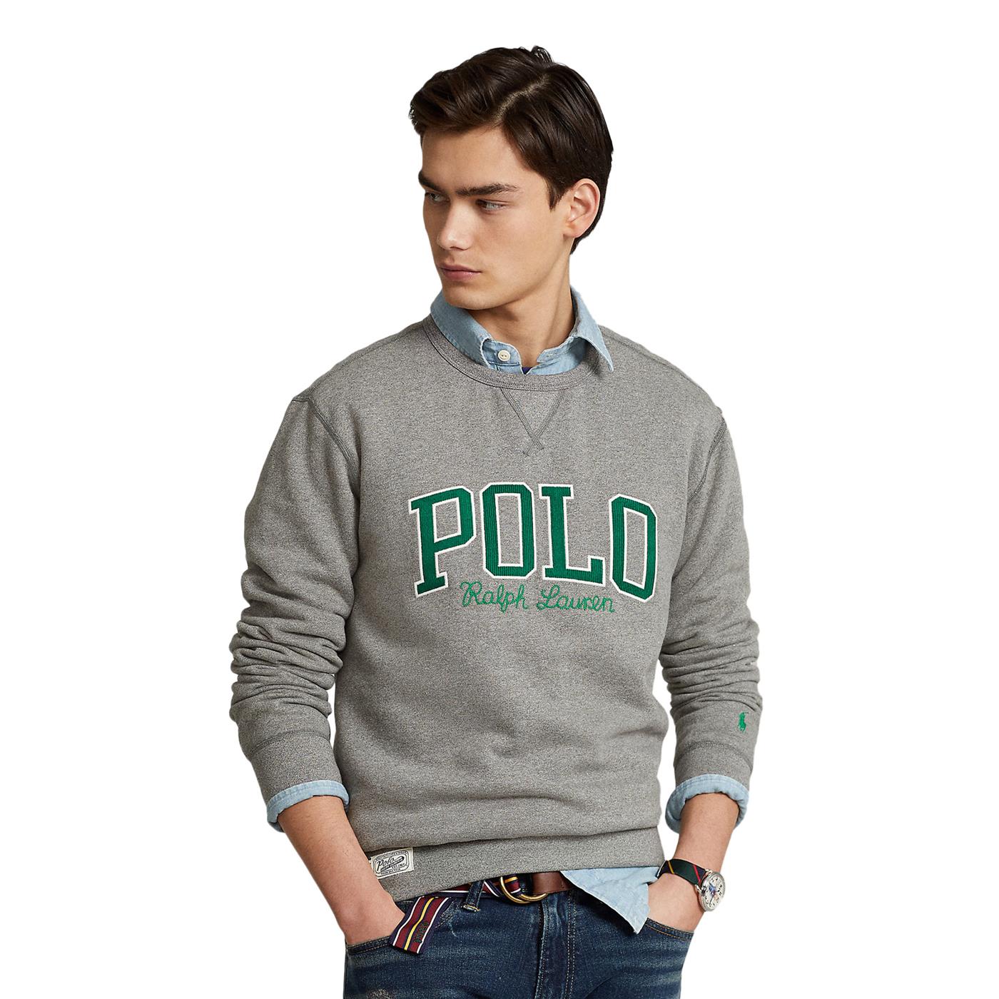 logo print collar polo shirt | 710878606003 | Sweatshirt POLO RALPH LAUREN  The RL Fleece Logo Sweatshirt Grey for Man | RvceShops