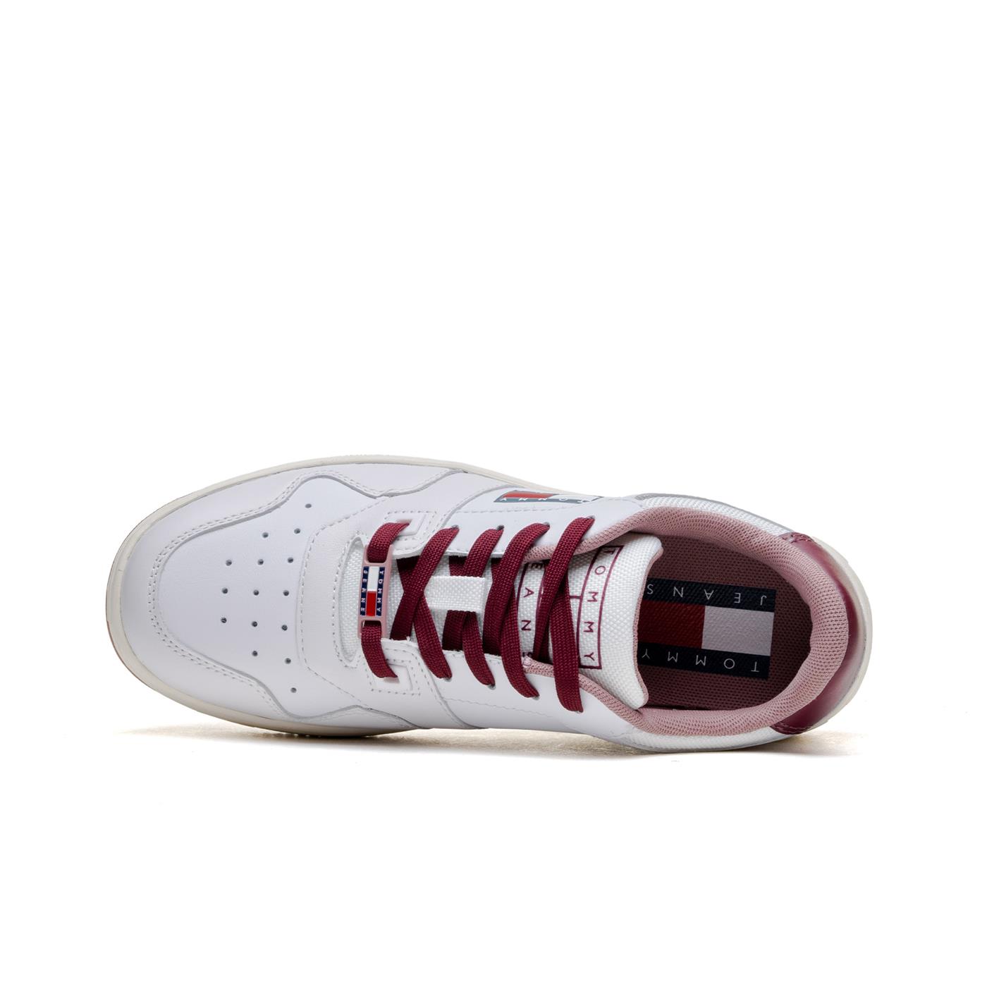 Retro Leather Constrast Detail Basket Trainers