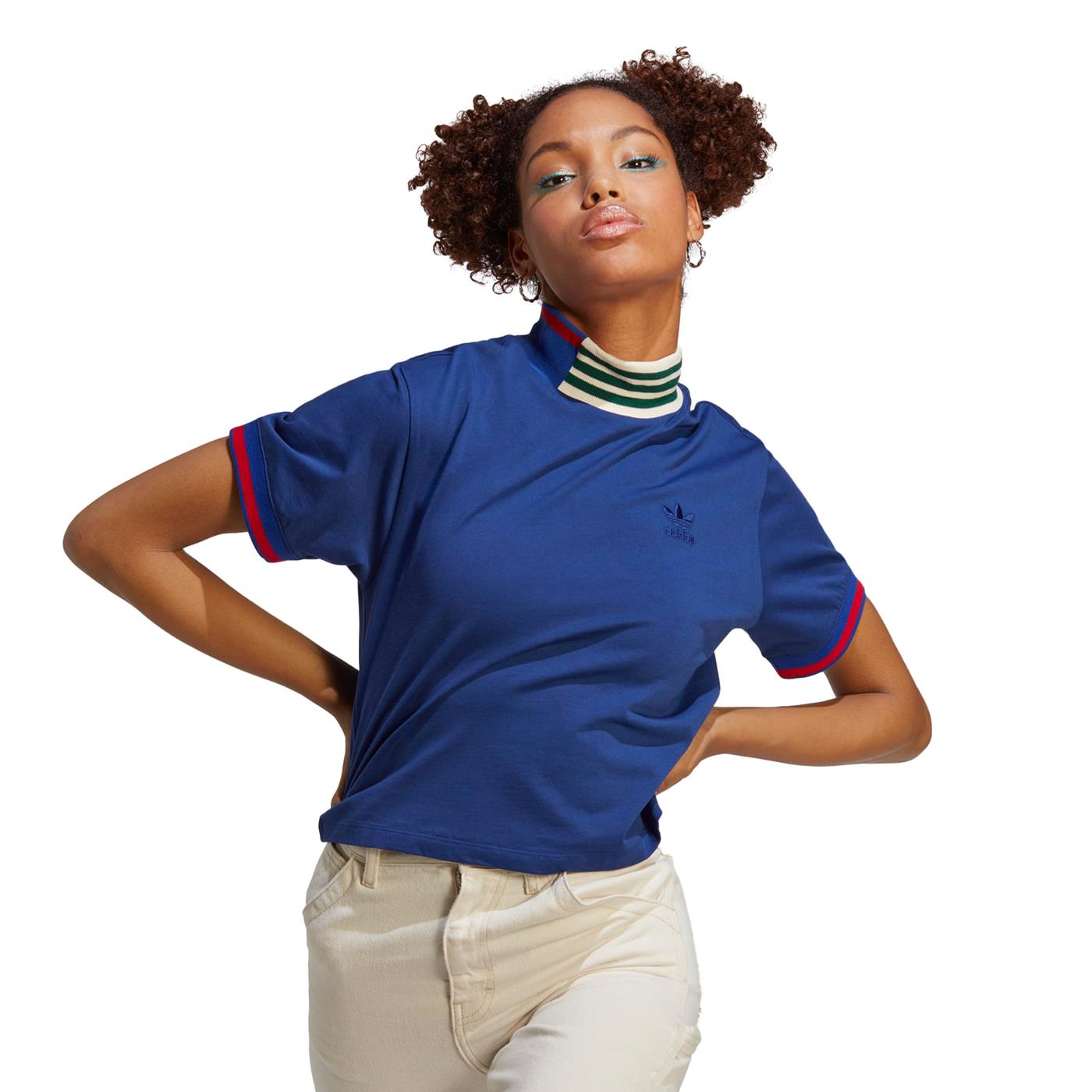 SadtuShops | Shirt adidas Originals Rib Short Tee Blue for Woman | IC5224 - adidas us apps yeezy store printable free - T