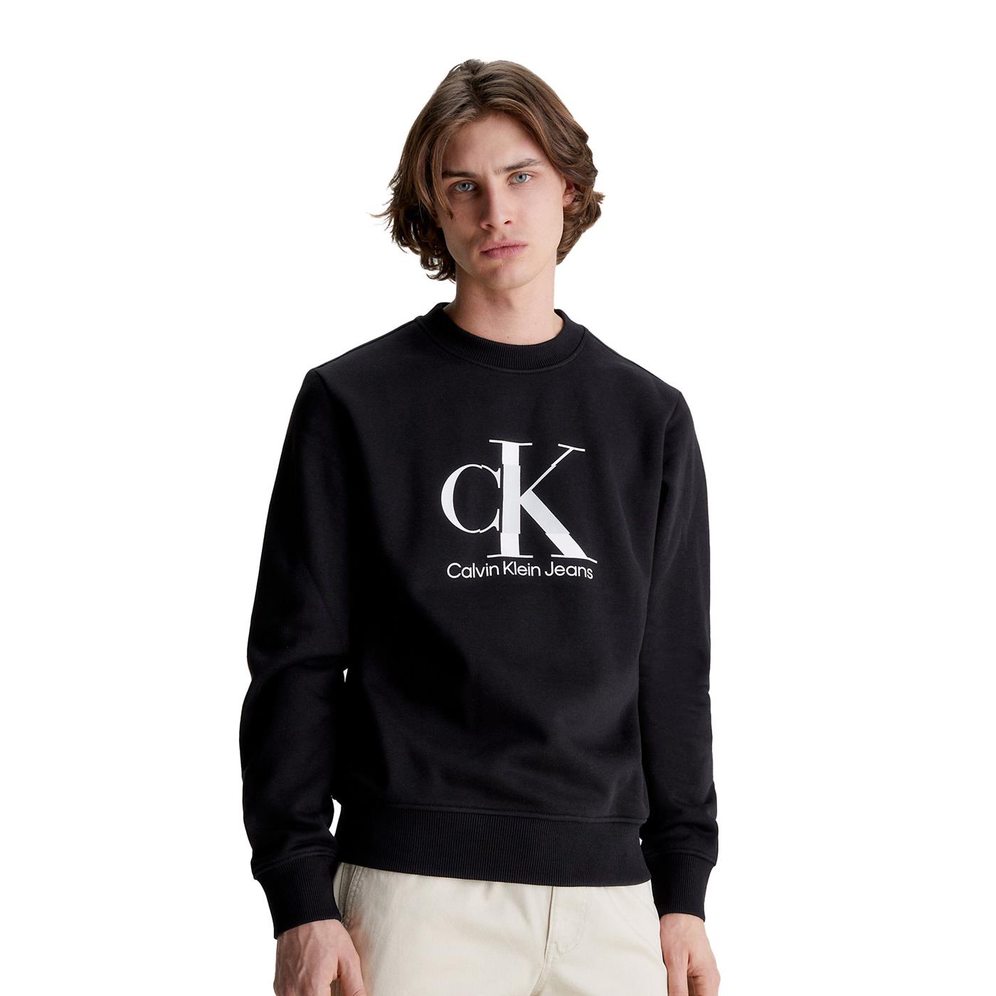 Sweatshirt Calvin Klein Jeans Disrupted Monologo Crew Sweat Black