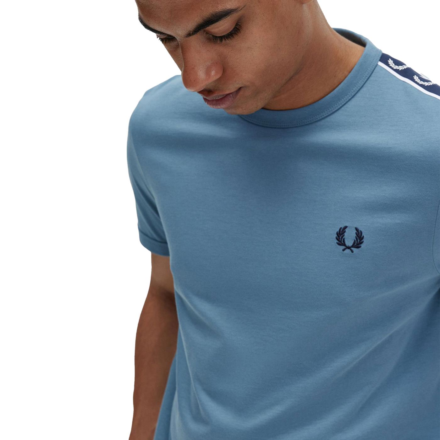 T-Shirt FRED PERRY Contrast Tape Ringer T-Shirt Blue for Man