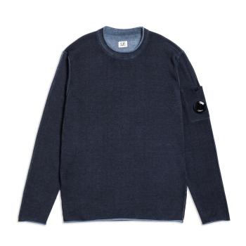 Cotton Crepe Garment Dyed Crew Neck Sweater