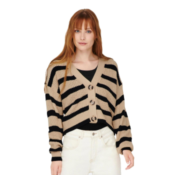 Justy Eva L/S Short Stripe Cardigan Knit