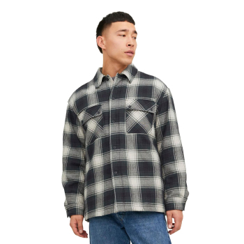 Silver Check Quilted Overshirt LS